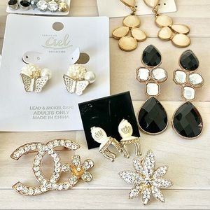 Lot of jewelries-necklaces, earrings, pins